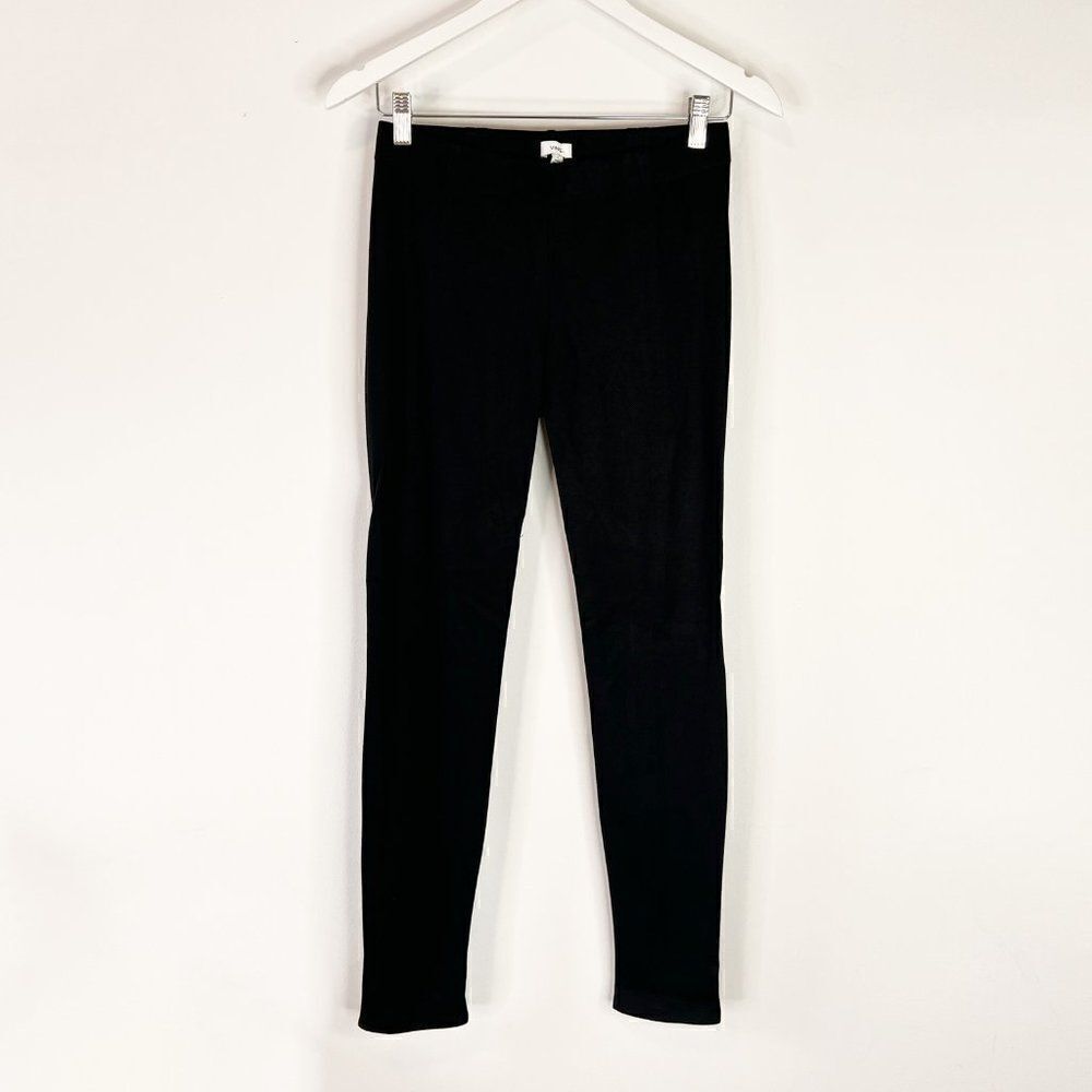 Vince Black Ribbed Stretch Knit Pull On Skinny Pants